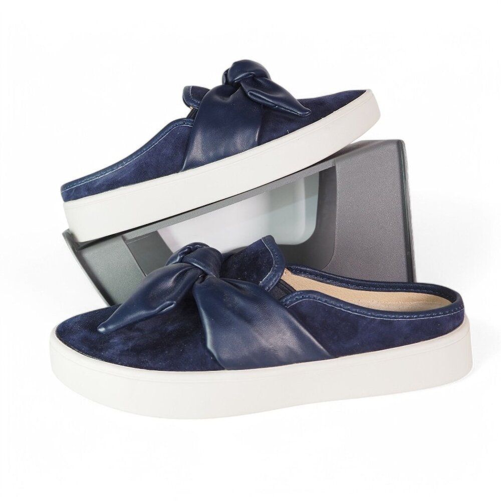 Spenco Barbados Orthopedic Suede Slide Mules "Peacoat Blue" Women's 6B